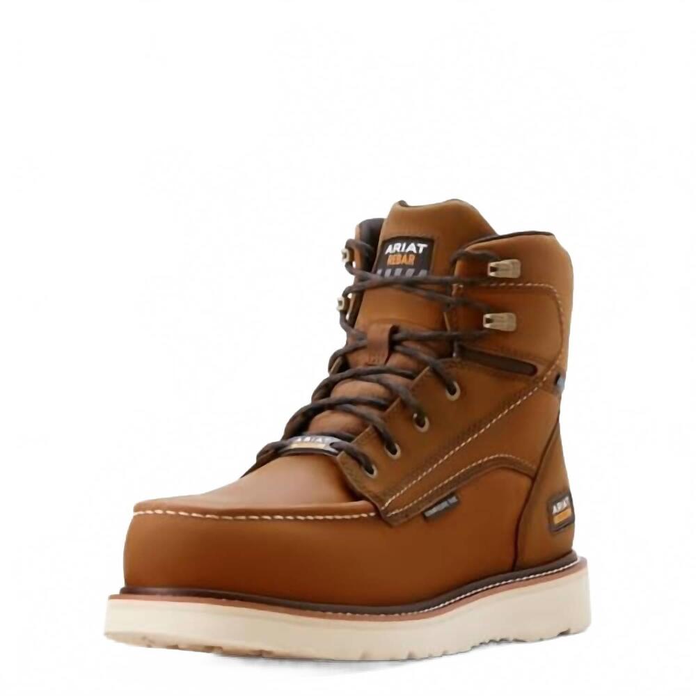 NEW ARIAT men's rebar wedge moc toe boots in brown